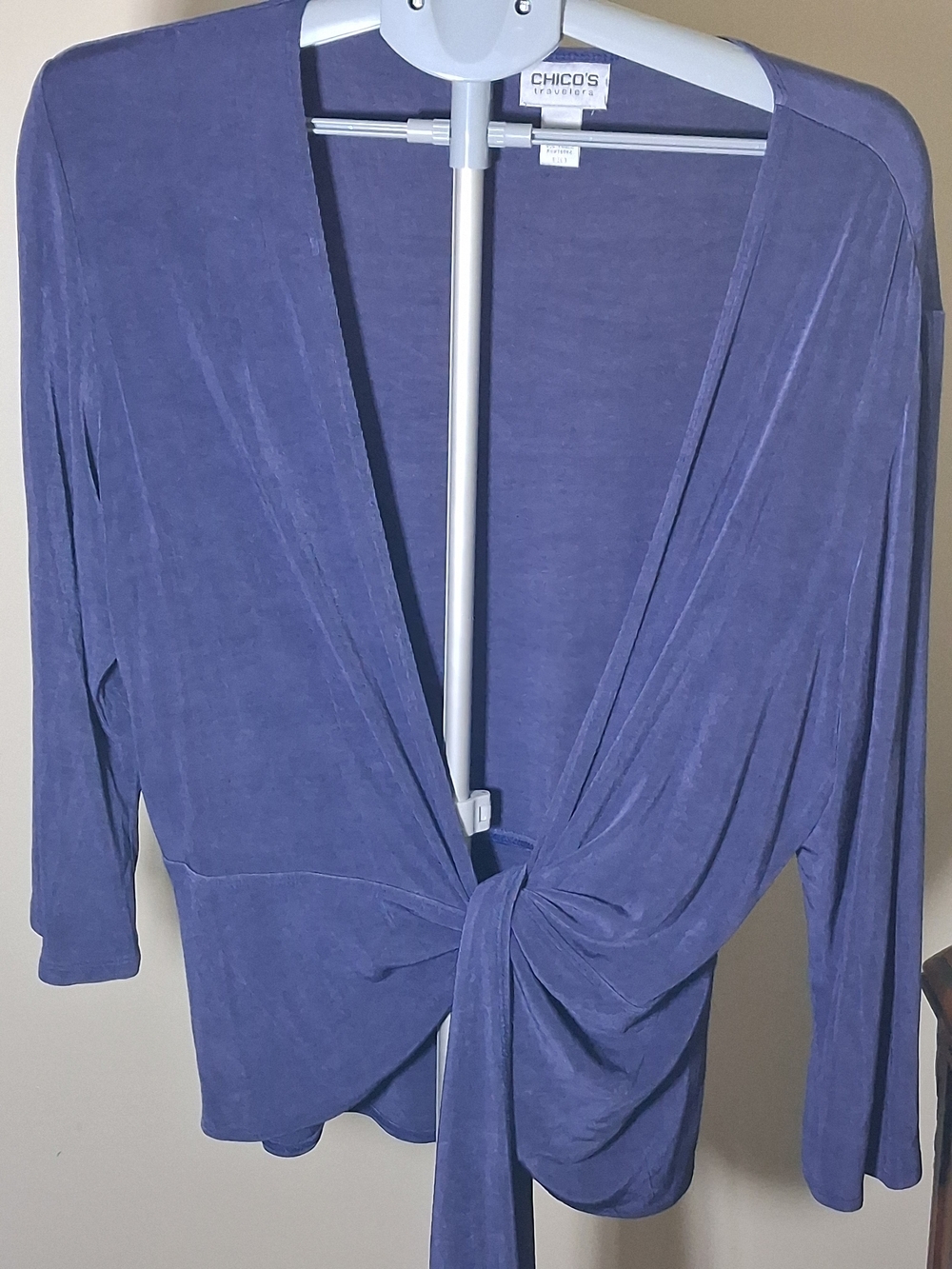 Chico's Travelers Twilight Blue Tie-Front Women's Top